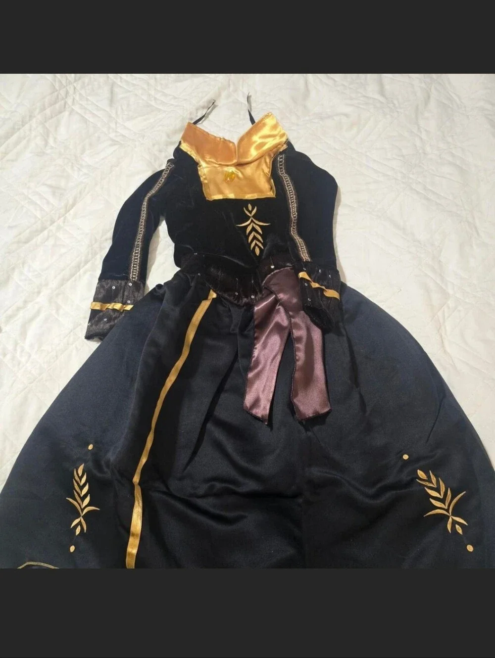 New Ana Princess Size 8 With Crinoline , Black Royal Costume with Gold Trim